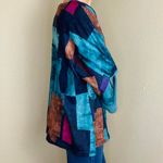 Trisha Tyler Retro Y2K Blue & Tan Geometric Fur Trim Shirt Photo 3