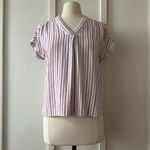 Nine West  Jeans Ref and White Striped V-Neck Top Photo 1