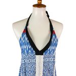 Khaadi Khaas Boho Halter Maxi Dress Blue Patchwork 100% Cotton Small Photo 1