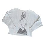 Small cropped sweater Unique pearl embellished silhouette art Photo 2