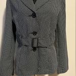 EUC Sweet Suit Black and White Square Patterned Blazer Adjustable Belt size 12 Photo 3