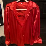 SheIn red satin button up Photo 0