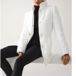 White House | Black Market Nwt  White Floral Lace Chevron Puffer Jacket Photo 2