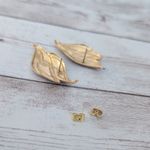 Vintage Earrings for Pierced Ears Red & Gold Tone Large Statement Photo 4