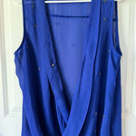 Worthington  Women's Blue Sleeveless Studded Draped Blouse Top XL‎ Photo 0