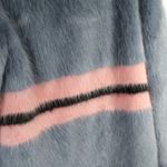 Shrimps Frederica Blue Pink Black Striped Colorblock Agnes Faux Fur Long Coat Size 10 Photo 9