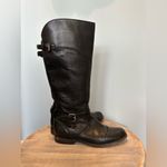 Frye ladies black leather harness detail side zipper riding boots. Size 9B Photo 8