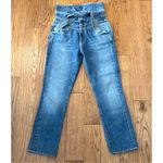 Mother the Dazzler Triple Stack high rise tie waist jeans great awakenings 27 Blue Photo 15