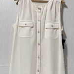 Classiques Entier  Shirt Women Size XL White Sleeveless Button Pocket *tiny Flaw Photo 0