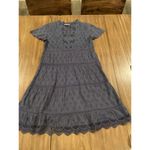 Sundance  Tiered eyelet cotton scallop hem boho short sleeve blue mini dress xs Photo 11