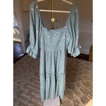 Listicle  Cotton Gauze Maxi Dress Teal Embroidered Floral Romantic Castlecore L Photo 2