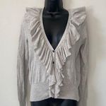 Ralph Lauren Denim & Supply Grey Button Ruffle Front Cardigan Sz Large Photo 0