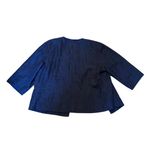 Eileen Fisher  100% Silk Textured Cropped Jacket – Size L – Navy Blue Photo 3