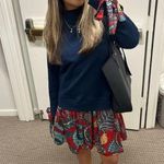 La Double J Blue Floral Long Sleeve Crewneck Tie Sleeves Sporty Dress Size Small Photo 12