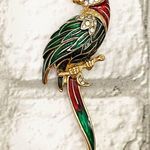 Vintage Unsigned Enamel Parrot Bird Brooch NOS Red Photo 5