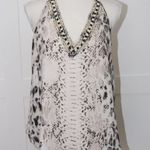 Haute Hippie  Scarface Beaded Silk Halter Top Leopard Snake Print Size Large Photo 0