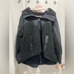 Free People FP Movement Seaside Crocheted Sherpa Fleece Jacket Black Size S Photo 3