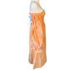 Sleeper Atlanta Linen Off-Shoulder Midi Dress Coral Orange Size Medium NWT Photo 5