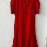 Maeve Anthropologie Red Floral Trim Textured  Rousseau Flounced Dress 2 Photo 14