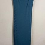 Michael Stars  Lucinda Ribbed Midi Dress Women's Small Blue Tank Ruched Slit NWOT Photo 4