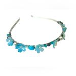 Fairy Headband with Lucite Flowers, Turquoise, Hematite and Glass Pearls Blue Photo 6