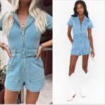 Show Me Your Mumu Outlaw Romper Size Large Light Tide Denim Western Boho Belted Photo 4