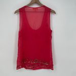 Moulinette Soeurs Beaded Tank Top Coral Pink Sheer Beaded Embellishment Size 4 Photo 4