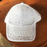 Womens White Rhinestone Star Studded Adjustable Baseball Hat OSFM Photo 0