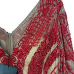 Forever Unique London  Red Beaded Embellished Long Sleeve Mini Dress Size US 8 M Photo 1