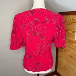 Madewell Daylight V-Neck Top in Windswept Floral Americana Cranberry Red 8 K5730 Photo 2