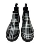 Forever Young Womens Plaid Chelsea Ankle Rain Boots Black White Gray Size 7 Pull On Photo 1