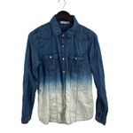 Life in Progress Life‎ in Progress Denim Snap Front Bleach Dip Top Size Medium Photo 1