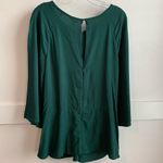 Krazy Kat NWT  Green Front & Back Keyhole Quarter Sleeve Blouse With Tie Photo 1