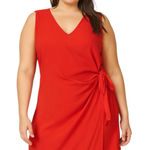 Ellos Plus Size 16 Dress Shift Faux Wrap Red‎ Mini Sleeveless Career Formal 280 Red Photo 0