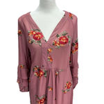 Mauve Embroidered Flower Sheer Overlay Ruffle Midi Dress by Figueroa & Flower Pink Size M Photo 4