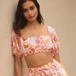 Seafolly  Puff Sleeve Linen Crop Top Spring Festival Nectar NEW Photo 1