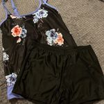 Black Floral Light Blue/Purple Tankini Swimsuit Set Size Med NWT #5034 Photo 0