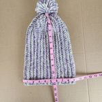 Crochet Handmade Chunky Ribbed Beanie Cream Purple Pompom Warm Hat Cap Photo 7