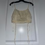 Urban Outfitters  UO Crop Ruched Cinched Bow Linen Corset Cotton Coquette Cami M Photo 4