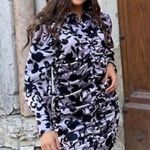 ZARA  The Dita Satin Lavender Black Long Sleeve Ruched Mini Dress Size Large NWT Photo 9