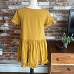 Free People Mustard Yellow Ruffle Trim Short Linen and Cotton Mini Dress Photo 5