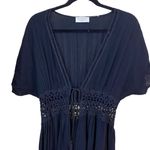 Lavender Field Long Black Kimono Open Front Cover Up Black Photo 1