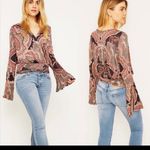 Free People Fiona Jersey Wrap Paisley Bell Sleeve Top Size XS Photo 1