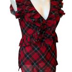 Denim & Supply Ralph Lauren  Red Tartan Plaid Ruffle Top Blouse Sleeveless, Sz M Photo 3