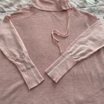 Cynthia Rowley Active pastel pink drawstring funnel ribbed cowl neck sweater L Photo 6