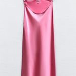 ZARA  maxi dress hot satin pink lingerie ruffled midi party Valentine’s date wedding  Photo 12