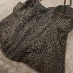 Bebe Women's Moda Dark Grey Brown Silk Beaded Y2K Bustier Crop Top size Large Photo 2
