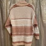 Free People  Cozy Cabin Chunky Knit Boho Ivory Peach Cardigan Sweater Oversized X Photo 1