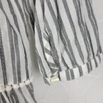 Kate Spade Womens Blouse Size XS Gray Striped Embroidered Tassels Boho Peasant Photo 4