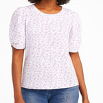 Goldie  Lewinter Slub Ditsy‎ Mutton Puff Sleeve Knot Tee XS NWT Photo 0